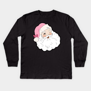 Retro Vintage Pink Santa Claus Kids Long Sleeve T-Shirt